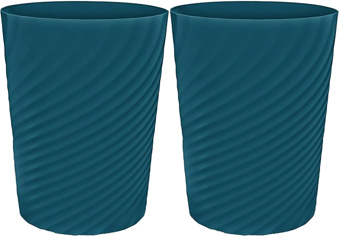 DAJITRE 1.8 Gallon Small Trash Can Wastebasket Recycling Bin Slim Profile for Compact Spaces Bathroom, Office, Bedroom, Kitchen (1.8 Gallon-2pack, Navy)