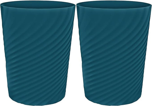 DAJITRE 1.8 Gallon Small Trash Can Wastebasket Recycling Bin Slim Profile for Compact Spaces Bathroom, Office, Bedroom, Kitchen (1.8 Gallon-2pack, Navy)