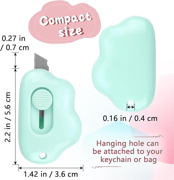 Tamaki Box Cutters Cloud Letter Opener Envelope Slitter, Cloud Shaped Carton Portable Cutter with Key Chain Hole, 4 Pack