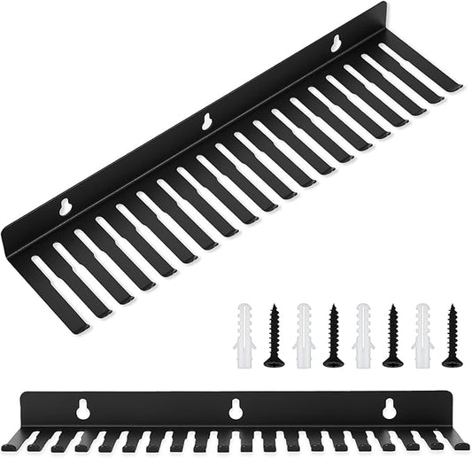 Wall Mountable Cable Hanger and Organizer,Cable Storage Rack with 19 Cable Slots 5 to 8mm,Sturdy Cable Holder Wall Mount Black Cord Rack Organizer Cord Management for Office Studio Bench Workshop