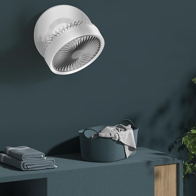 mollie 8-Inch Small Rechargeable USB Desk Fan Battery Operated with Speeds for Home Office Bedroom Mini Portable Personal Quiet Desktop Air Circulator Foldable Cooling Oscillating Table Fan