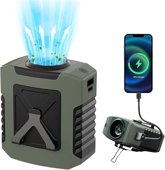 10000mAh Portable Waist Fan - Clip on Wearable Belt Personal Fan Rechargeable Battery operated With 4 Speeds & Flashlight Neck Hands-Free 20H Cooling For Outdoor, Hiking,Jobsite, Farms