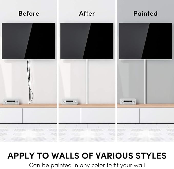 Cord Hider 153in - Cord Covers for Wires - Paintable Cable Hider - Cable Management - Wire Hiders for TV On Wall - Cable Management Cord Hider Wall - Cable Raceway - 9X (L17 x W0.95 x H0.5) - Grey