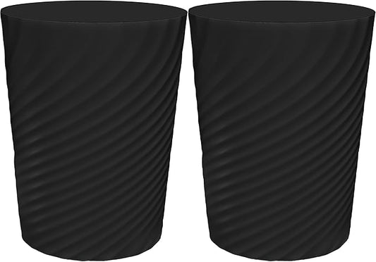DAJITRE 1.8 Gallon Small Trash Can Wastebasket Recycling Bin Slim Profile for Compact Spaces Bathroom, Office, Bedroom, Kitchen (1.8 Gallon-2pack, Black)