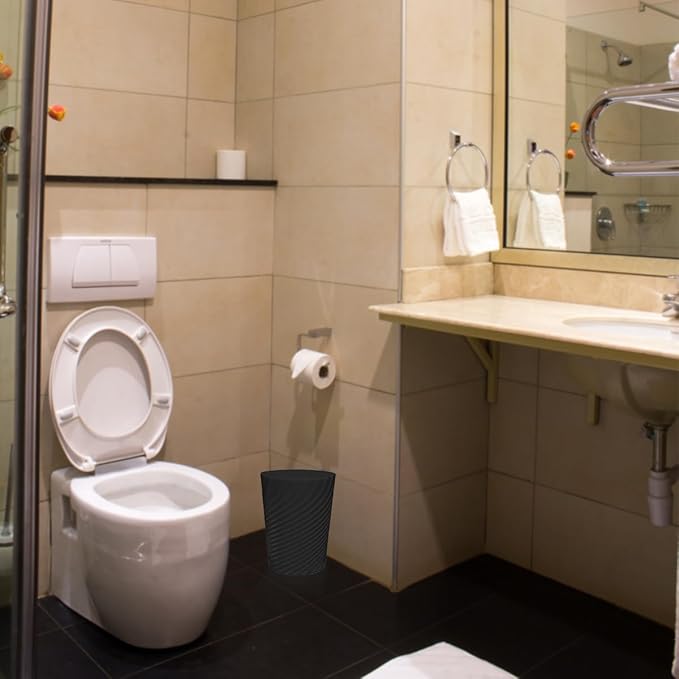 DAJITRE 1.8 Gallon Small Trash Can Wastebasket Recycling Bin Slim Profile for Compact Spaces Bathroom, Office, Bedroom, Kitchen (1.8 Gallon-2pack, Black)