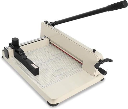12 in Heavy-Duty Guillotine Paper Cutter, Paper Trimmer, Industrial-Grade Steel Blade, Dual Safety Lock Protective Cover, Cuts Cardstock, Posters Bulk Paper for Office, School Crafting