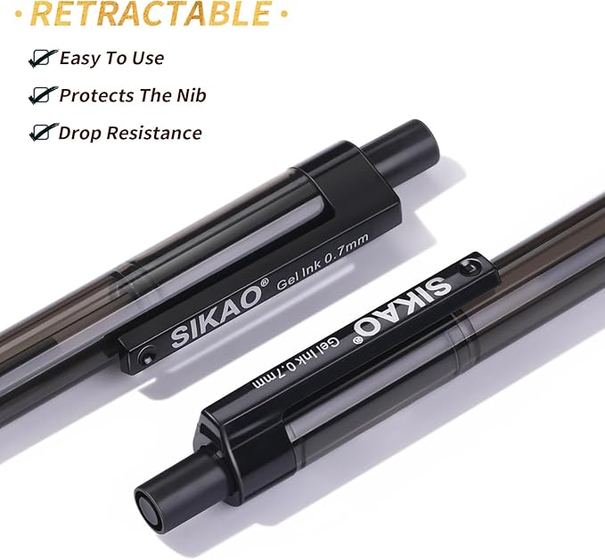 Black Gel Pens Bulk, 60 Pack Retractable Gel Ink Pens, Black Ink 0.7mm Fine Point Smooth Writing No Smear Quick Dry, Click Gel Roller Pens for Teachers Students, Office School Supplies
