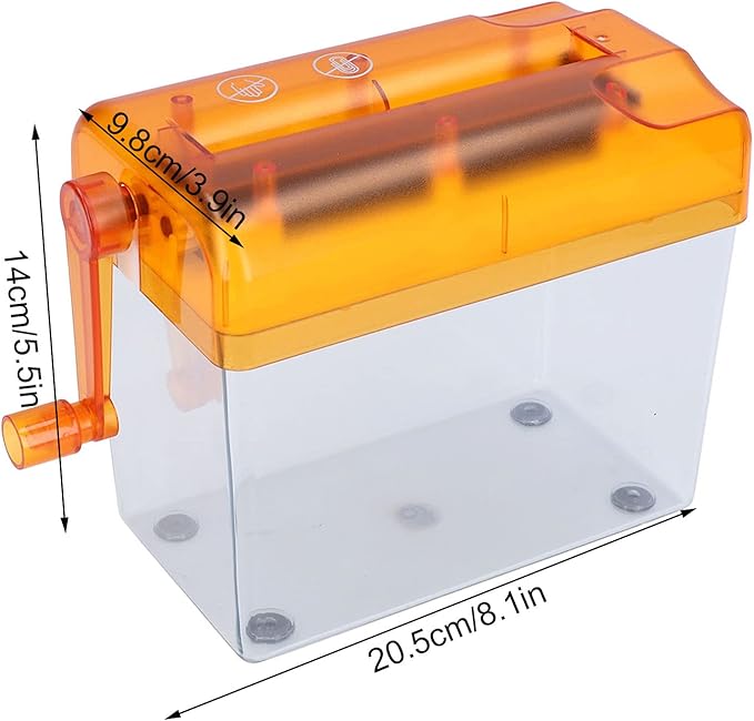 Manual Paper Shredder, Mini Hand Shredder Mini Desktop Paper Shredder Manual Hand Crank Shredder Portable File Paper Shredder Documents Paper Cutting Tool for Home Office(Orange)