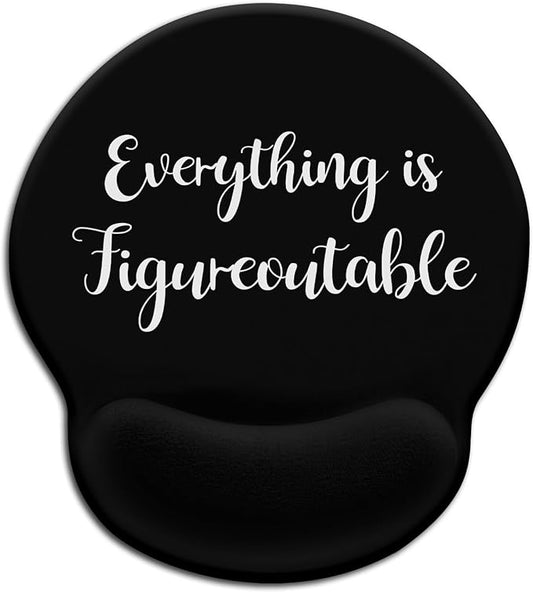 Black Ergonomic Mouse Pad with Wrist Rest, Gaming Mousepad Wrist Support with Non-Slip Pain Relief PU Base, Cute Computer Mouse Pads for Desk, Inspirational Office Desk Accessories Decor