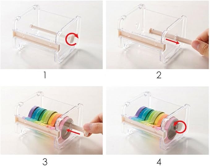2 Packs Washi Tape Dispenser Cutter,Roll Tape Holder Organizer,Masking Tape Desktop Tape DIY Sticker Roll Tape Cutter,Washi Tape Box Holder Storage