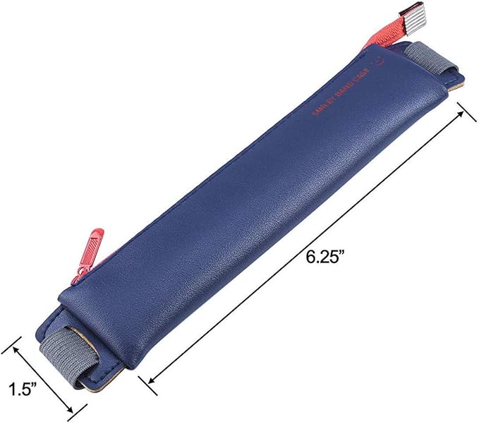 LuFOX 2-Pack PU Leather Pen Pencil Pocket Case Sleeve Holder Pouch with Elastic Band for Book Notebook Bible (Dark Blue+burgundy)