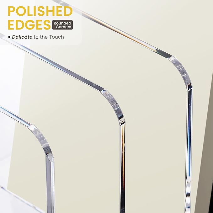 YUXUN Acrylic Magazine Holder,Clear Desk Organizer Vertical File Sorter Holder Stand for Notebook,Paper,Envelope,Magazine, Book Storage-Office/Home/Classroom Organization (5 Compartments,B5)