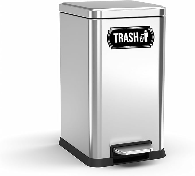 Recycle and Trash Magnets for Kitchen Cans and Recycling Bins, Dual Trash and Recycle Magnet for Garbage Can Logo Symbol, 2 Magnetic Sticker Adhesives, 6.5x3 Inch Design Home Outdoor Waste (Green)