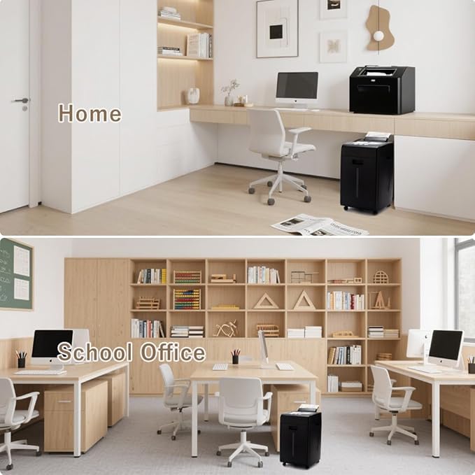 Commercial Autofeed Paper Shredder: 200 Sheets P-5 Micro Cut Shreds CDs/Cards/Staples 60-Min Continuous Run Anti-Jam 9.3 Gal Bin Quiet Heavy Duty for Home Office School Business - Black