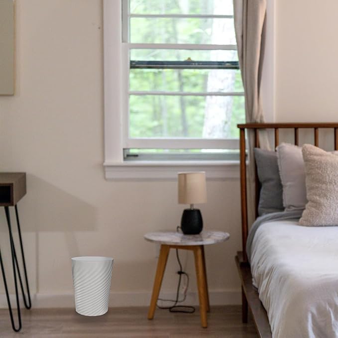 DAJITRE 1.8 Gallon Small Trash Can Wastebasket Recycling Bin Slim Profile for Compact Spaces Bathroom, Office, Bedroom, Kitchen (1.8 Gallon, Grey)