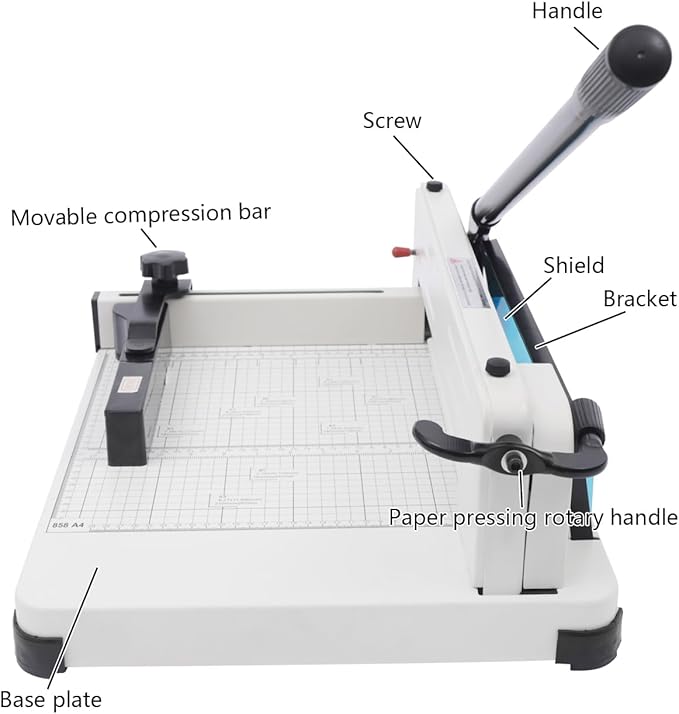 12" Heavy Duty Paper Cutter, 400 Sheet Capacity Guillotine Trimmer for A4, Stack Paper Trimmer with HSS Blade & Double Safety Protection for Office Home School Print Shop