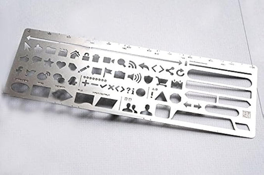 1PC New Stainless Steel Stencil Hollow Ruler Web Interface UI Design Paper Prototype Accessory Stationery Bookmark Creative Gift by Fascola