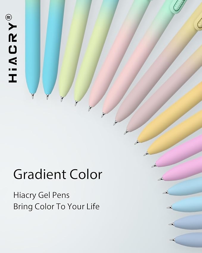 8pc Gel Pens, 0.7mm Black Ink, Medium Tip - Fast-Dry, No Bleed, Gradient Colors for Office & School