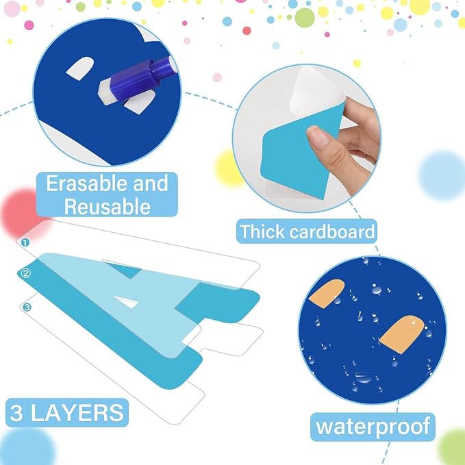 150 PCS Large 6" Font Bulletin Board Letters and Punctuation Cutouts Set, Simple Winter Blue Theme Decoration Letters for Classroom Alphabet Poster Wall Bulletin Board Display Home School Decor