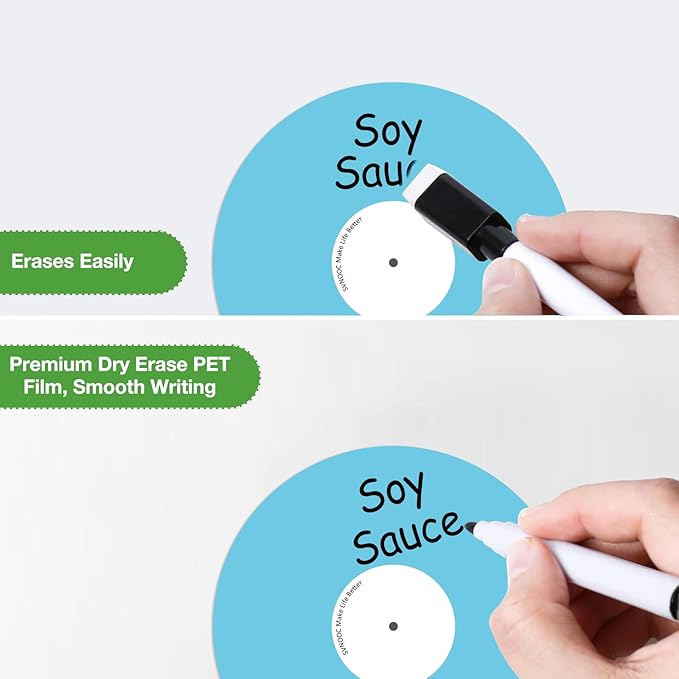 Dry Erase Sticky Notes Multi-Use Label Stickers for Desk, Wall, Fridge, Reminders, Labels, Lists, Removable &Reusable, 12 Pack (5" in Circle Multicolor)