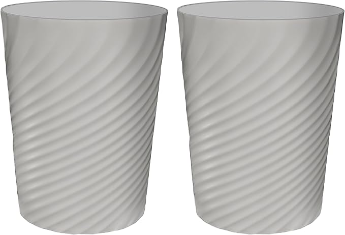 DAJITRE 1.8 Gallon Small Trash Can Wastebasket Recycling Bin Slim Profile for Compact Spaces Bathroom, Office, Bedroom, Kitchen (1.8 Gallon-2pack, Grey) ()