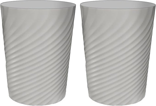 DAJITRE 1.8 Gallon Small Trash Can Wastebasket Recycling Bin Slim Profile for Compact Spaces Bathroom, Office, Bedroom, Kitchen (1.8 Gallon-2pack, Grey) ()