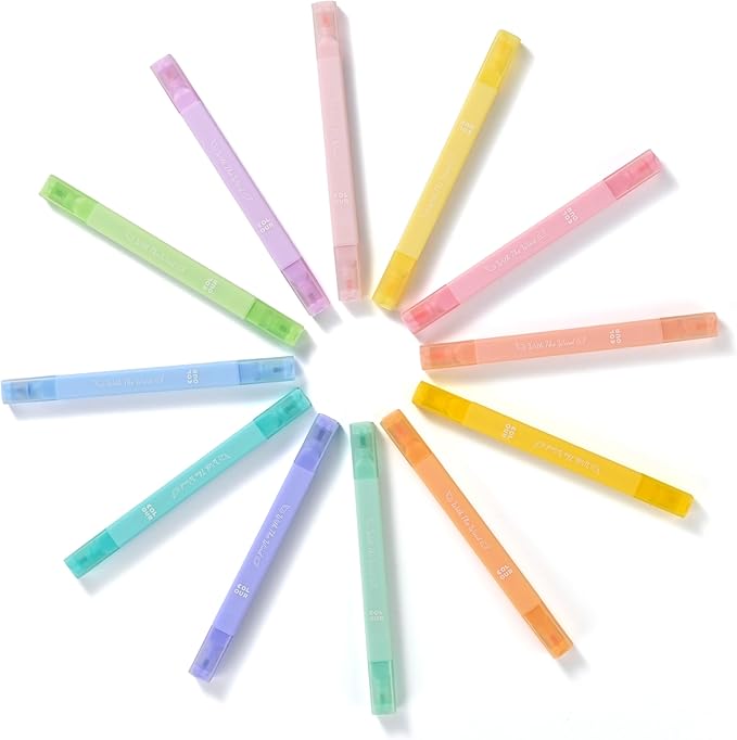 12Pcs Aesthetic Bible Pastel Highlighters and Pens no bleed Assorted Colors Cute Highlighters Double Ended Highlighter for and Office Journal