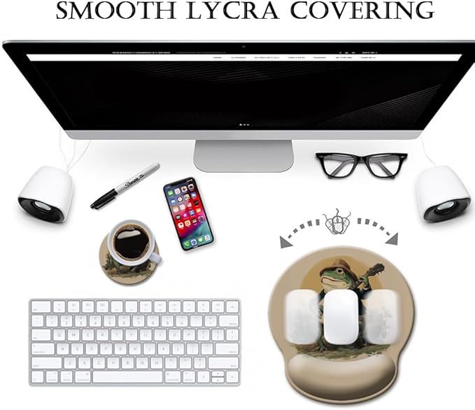 HOPONY Mouse Pad with Wrist Rest,Ergonomic Mouse Pads Wrist Support for Desk,Large Mousepad for Wireless Mouse Gaming Laptop Work Home Desk Accessories Office Supplies Decor,9 x 10 in,Green Frog