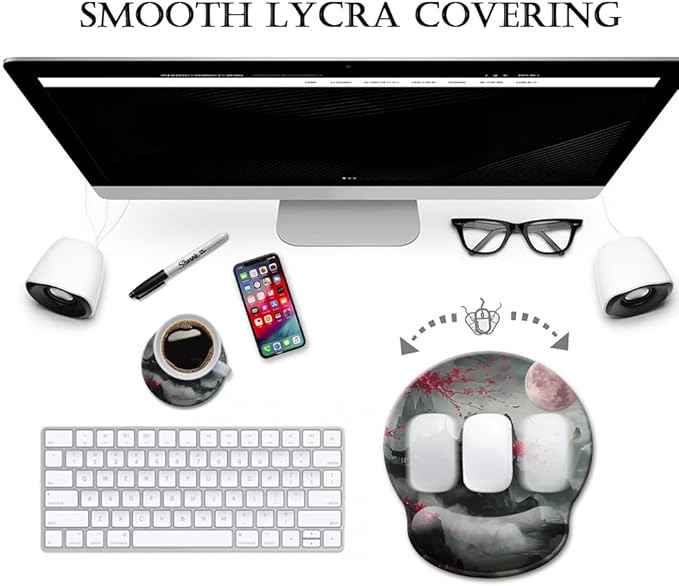 Mouse Pad with Wrist Rest,Ergonomic Mouse Pads Wrist Support for Desk,Large Mousepad for Wireless Mouse Gaming Laptop Work Home Desk Accessories Office Supplies Decor,9 x 10 in,Japanese Cherry Blossom