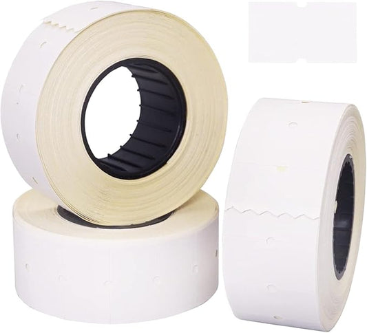 (10 Rolls - 10000 pcs) 0.82" x 0.47" (21 x 12 mm) White Paper Sticker Price Gun Pricemarker Labels MX-5500 (White)