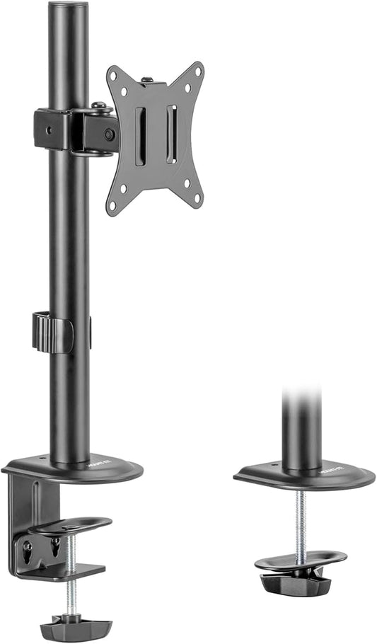 Mount-It! Single Monitor Desk Mount – Computer Screen Stand with Full Motion Adjustability – VESA Monitor Bracket Up to 32" 19.8 lbs – 360° Rotation, 160° Swivel, 40° Tilt – Clamp & Grommet Base