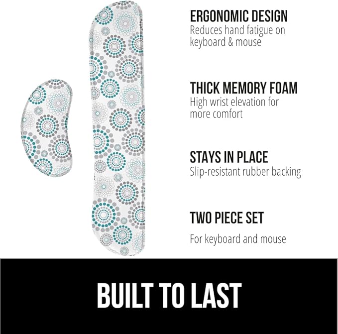 GORILLA GRIP Silky Gel Memory Foam Wrist Rest for Computer Keyboard, Mouse, Ergonomic Design for Typing Pain Relief, Desk Pads Support Hand and Arm, Mousepad Rests, Stain Resistant, 2 Piece Pad Spiral