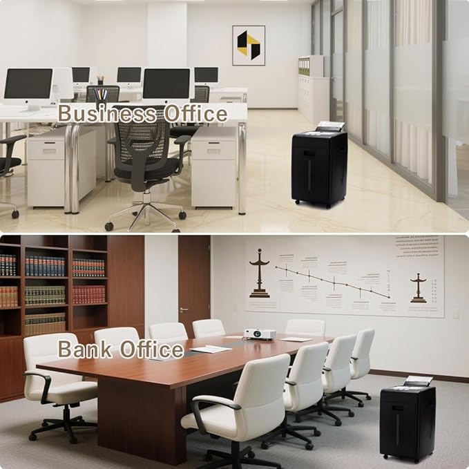 Commercial Autofeed Paper Shredder: 200 Sheets P-5 Micro Cut Shreds CDs/Cards/Staples 60-Min Continuous Run Anti-Jam 9.3 Gal Bin Quiet Heavy Duty for Home Office School Business - Black