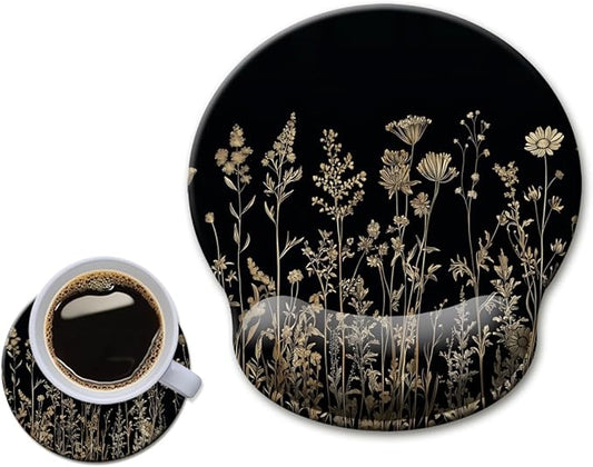 HOPONY Mouse Pad with Wrist Rest,Ergonomic Mouse Pads Wrist Support for Desk,Large Mousepad for Wireless Mouse Gaming Laptop Work Home Desk Accessories Office Supplies Decor,9 x 10 in,Small Flower