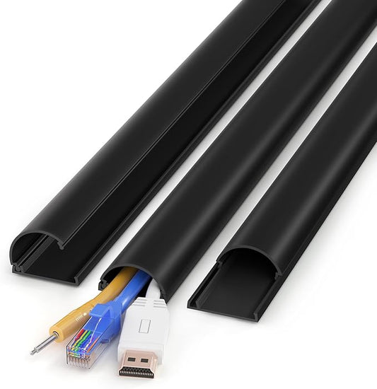 Cord Hider 102in (6X L17in) Cable Hider for 2-4 Cords, Cord Covers for Wires on Wall, Wire Covers for Cords Wall Mount TV, Cable Cover Wall Wire Hider for Cords, Cable Raceway Black W1.4inxH0.7in