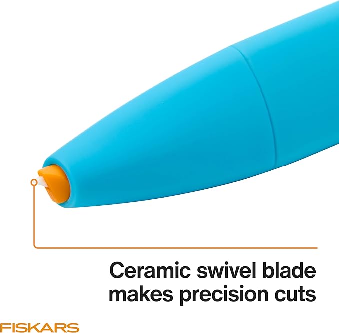 Fiskars Kids Cutting Pen and Mat – Safe Precision Cutting Tool with Foldable Non-Slip Mat for Crafting and School Projects