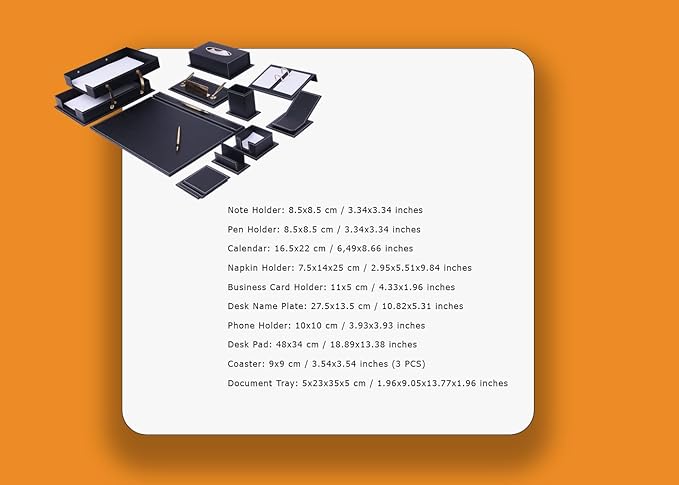 MOOGCO Leather Desk Organizer - 14 PCS Burgundy Home Office Accessories