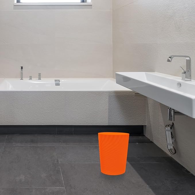 DAJITRE 1.8 Gallon Small Trash Can Wastebasket Recycling Bin Slim Profile for Compact Spaces Bathroom, Office, Bedroom, Kitchen (1.8 Gallon, Orange)