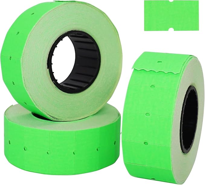(10 Rolls - 10000 pcs) 0.82" x 0.47" (21 x 12 mm) Green Paper Sticker Price Gun Pricemarker Labels MX-5500 (Green)