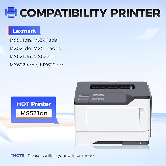 56F1U00 Toner Cartridge Black 1-Pack Ultra High Yield (with Chip) Replacement for 56F1U00 Toner Compatible with Lexmark MS521 MS621 MS622de MX521de MX521 MX522 MX622 MX622ade Laser Printer All-in-One