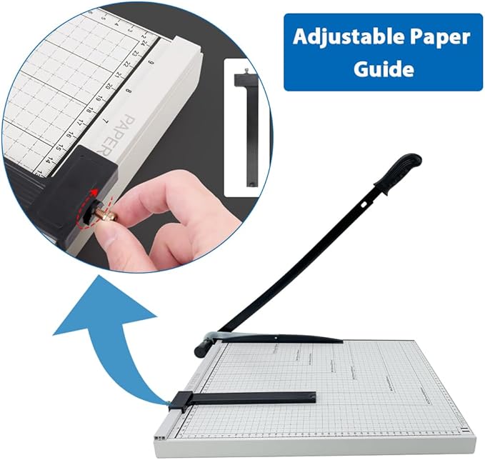 Paper Cutter,21" B3 Stack Paper Trimmer,Heavy Duty Metal Base Paper Slicer with Safety Guard and Blade Lock,Guard Rail Paper Press Tool,12-Sheet Capacity for Standard Cutting of Paper, Photos, Labels