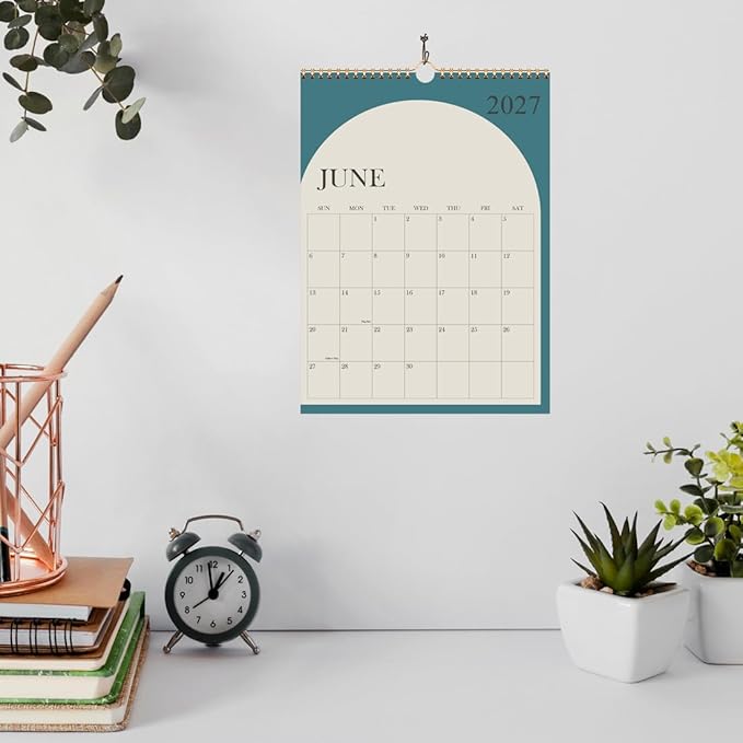 Wall Calendar 2026-18 Months Calendar 2026-2027 from January 2026 - June 2027, 2026 Wall Hanging Calendar Planner with Thick Paper, 12" x 14.5", Cyan