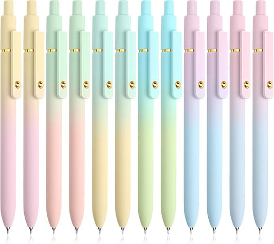 12 Pcs Gel Pens 0.5mm Quick Dry Black Ink Pens Fine Point Smooth Writing Pens, Cute Office and School Supplies Gifts for Women Teacher Students (12 Pcs Ombre Gold)