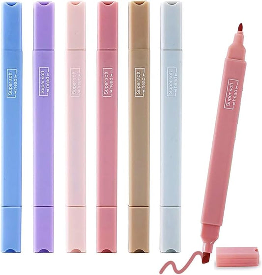 6pcs Pastel Highlighter Aesthetic Cute Highlighters Bible Highlighters No Bleed， Assorted Colors Soft Chisel Tip Marker for Diary Plan Notes