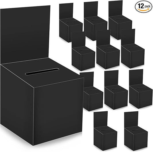 12 Pack Raffle Box Donation Box for Fundraising, Ballot Cardboard Boxes with Slot for Ticket and Removable Header Charity for Collecting Business Card Voting Contes, 6 x 6 x 6 Inch