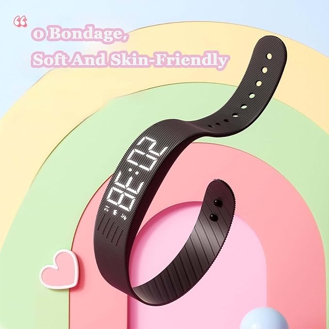 Fitsleeps Alarm Clock Watches Vibrating Alarm Wristband 40-Day Battery Life Silent Wrist Shock Bands for Deepsleepers Elderly (Black)