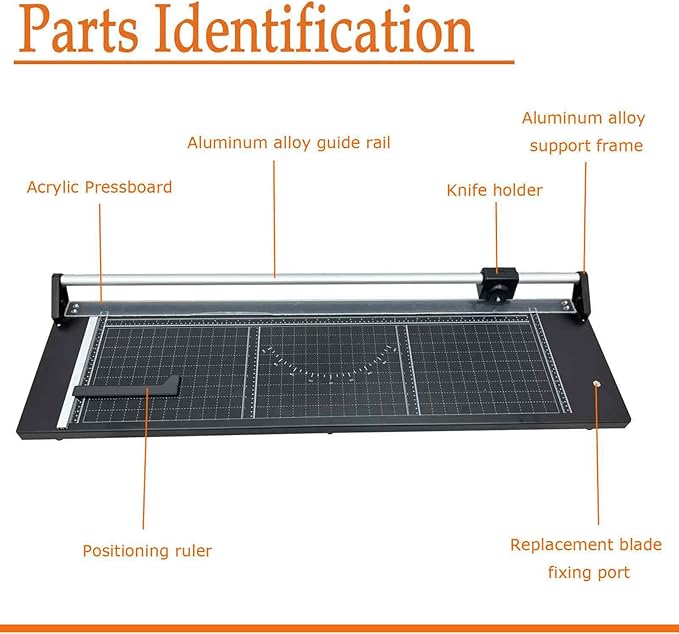 36" Rotary Paper Trimmer Cutter, Gliding Cutters with Mental Structure, Bi-Directional Cutting Blade, for Cutting Photo Paper, Film, Standard Paper, with 2 Spare Blades