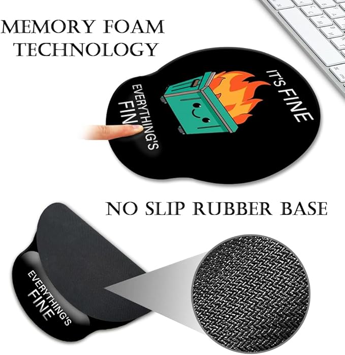 HOPONY Mouse Pad with Wrist Rest,Ergonomic Mouse Pads Wrist Support for Desk,Large Mousepad for Wireless Mouse Gaming Laptop Work Home Desk Accessories Office Supplies Decor,9 x 10 in,Green Dumpster