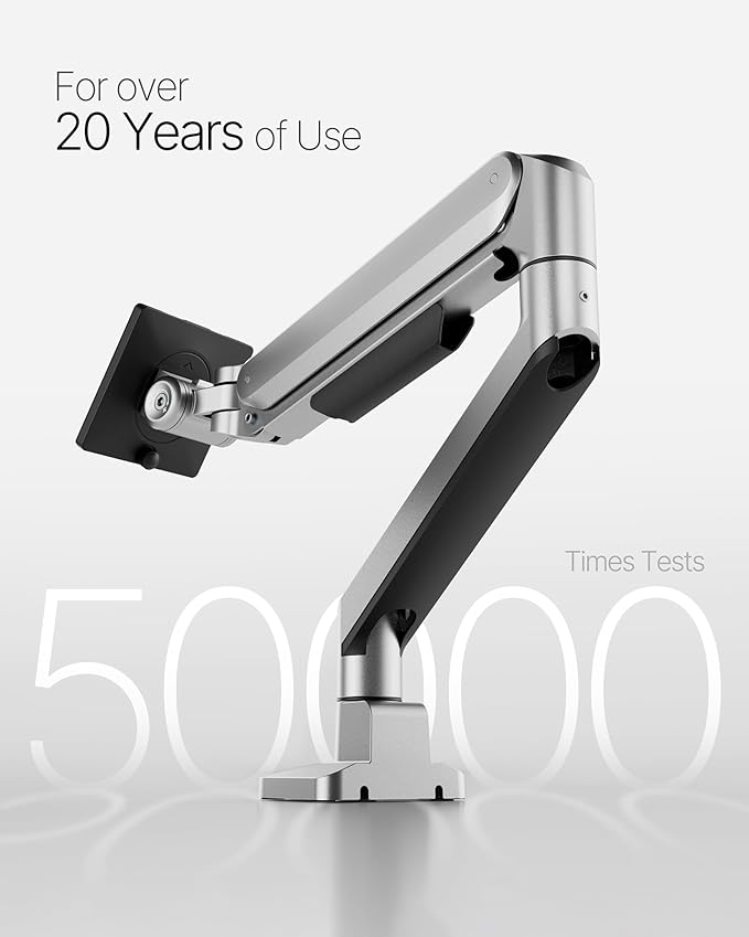 monTEK Deluxe Aluminum Monitor Arm with USB A/C for 17 to 40 Inch Curved Screens Fully Adjustable Single Monitor Arm with Clamp/Grommet, Quick Release Plate, Cable Management, VESA 75/100, MA1008UCSL