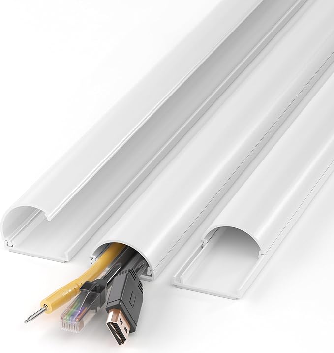 ZhiYo Cord Hider 102in(6xL17in) Cable Hider for 2-4 Cords, Cord Covers for Wires on Wall, Wire Covers for Cords Wall Mount TV, Cable Cover Wall Wire Hider for Cords, Cable Raceway White W1.4inxH0.7in